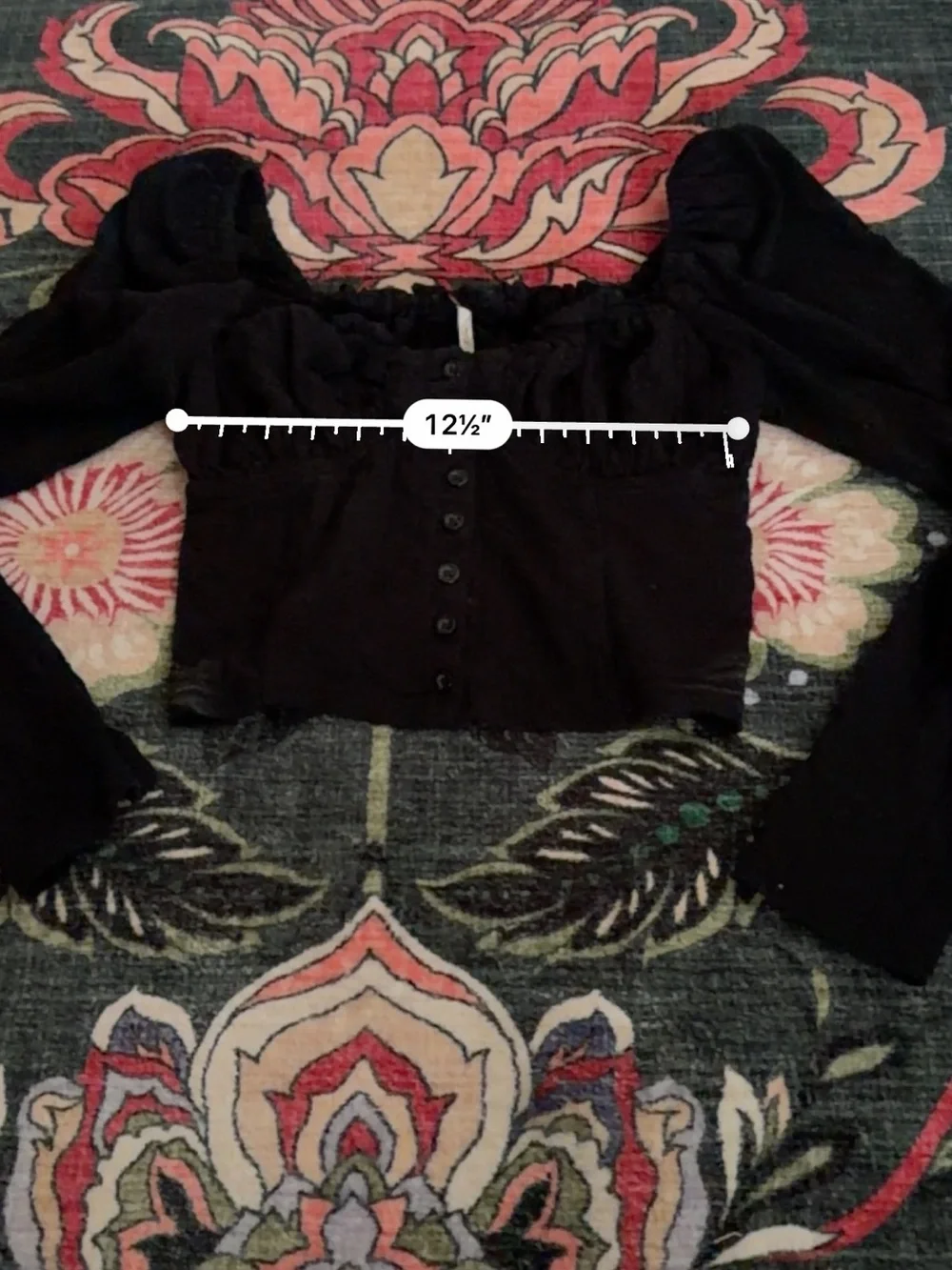 Free People Ladybug Top Black Smocked Puff Sleeve Crop Top Size S